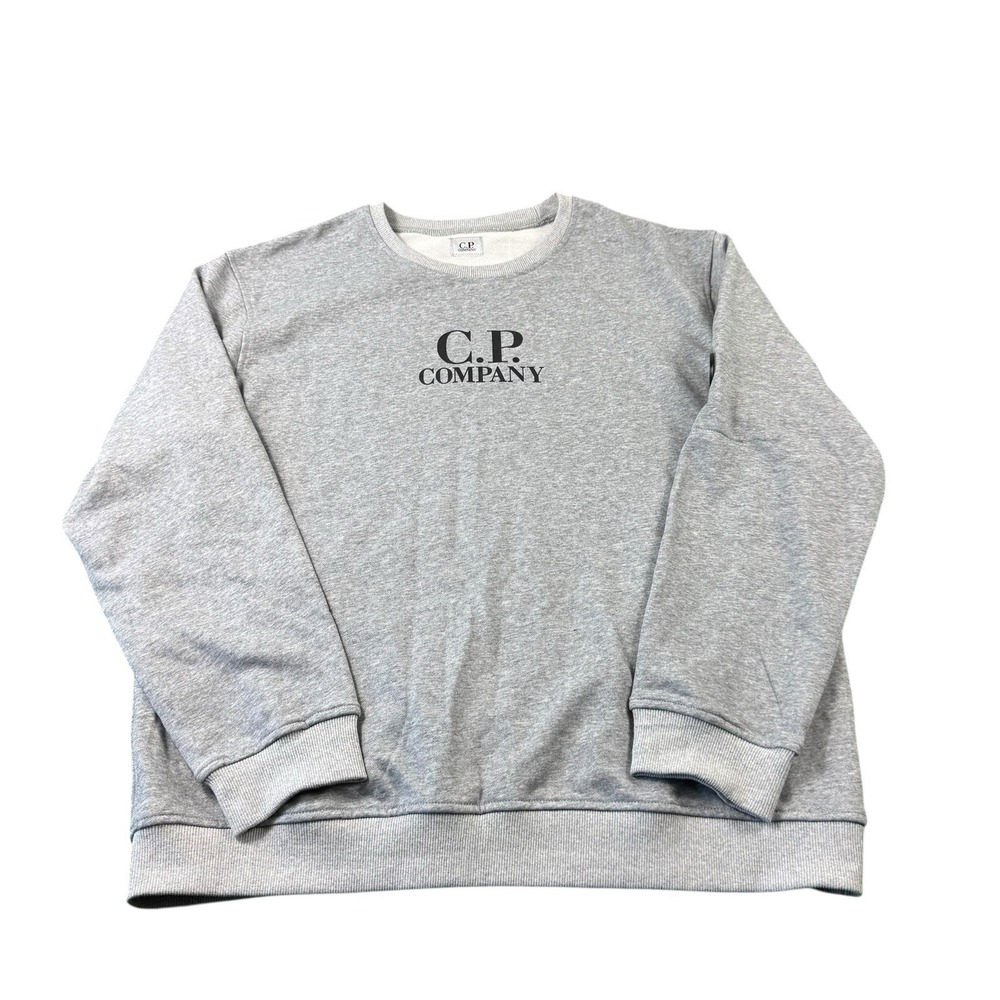 CP Company Mens Gray Spellout Cotton Crewneck Sweater Lens 06CMSS009A XL